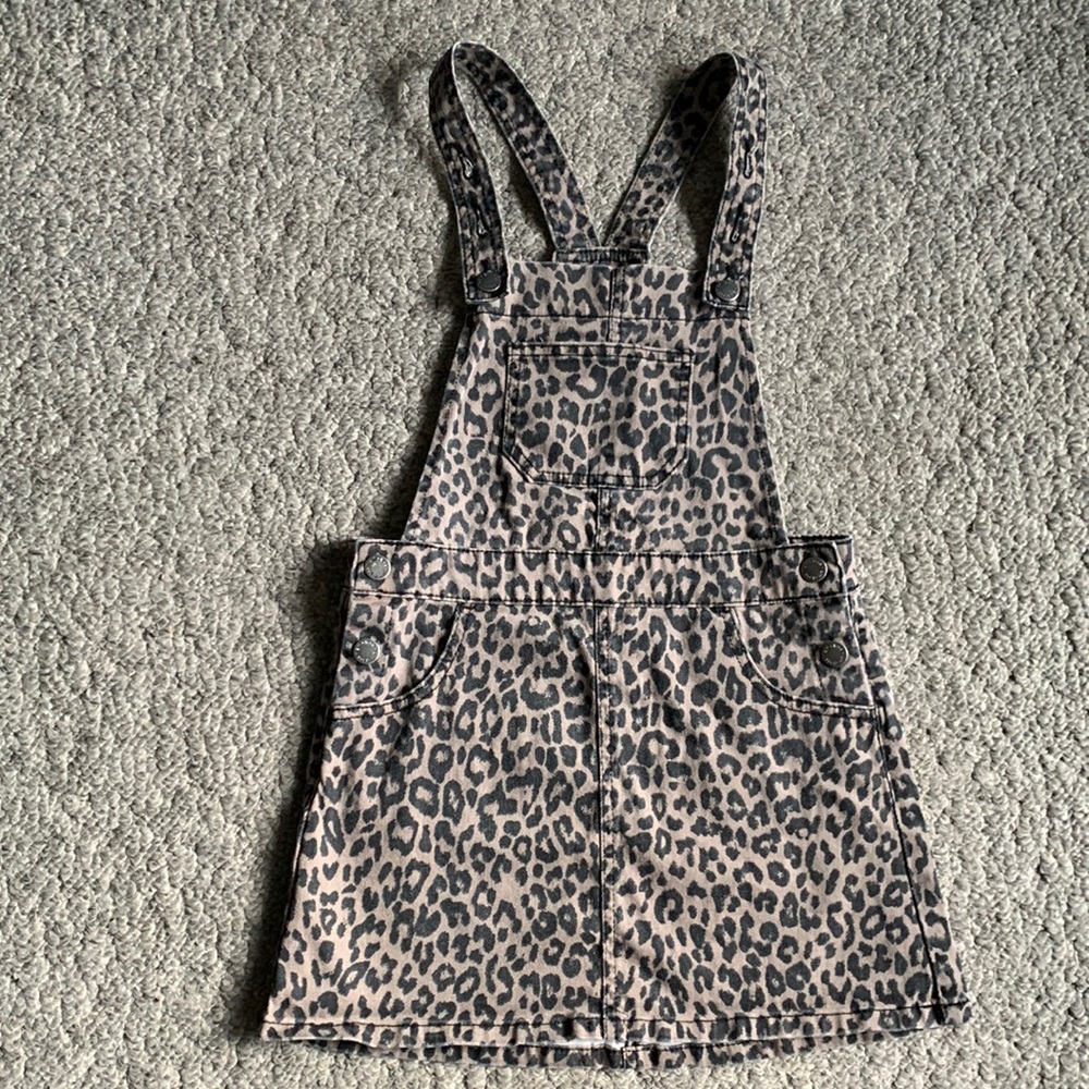 Art Class Leopard Print Denim Mini Skirt Jumper